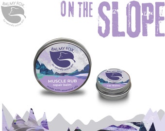 On The Slope Skin Recovery Duo Set by Balmy Fox - Muscle Rub + Lip Balm - Natural Organic Skincare for Outdoor Winter Athletes
