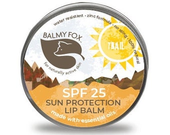 Natural | On The Trail | SPF 25 | Sunscreen | Lip Balm | Vegan | Water-Resistant | Moisturising | No-Sting | Eczema Friendly | Zinc Oxide