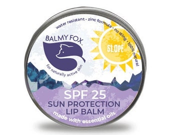 On The Slope SPF 25 Lip Balm 14g by Balmy Fox - 100% Natural Sun Protection Moisturising Lip Balm - Plant-Based Sun Care for Winter Athletes