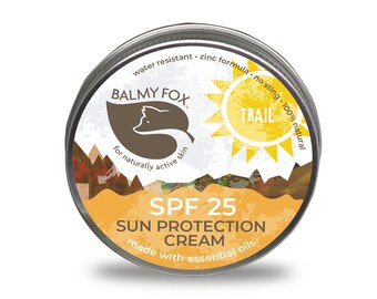 On The Trail - SPF 25 Sun Protection Cream 60g by Balmy Fox | 100% Natural, Water-Resistant Sunscreen for Runners, Walkers, and Riders.