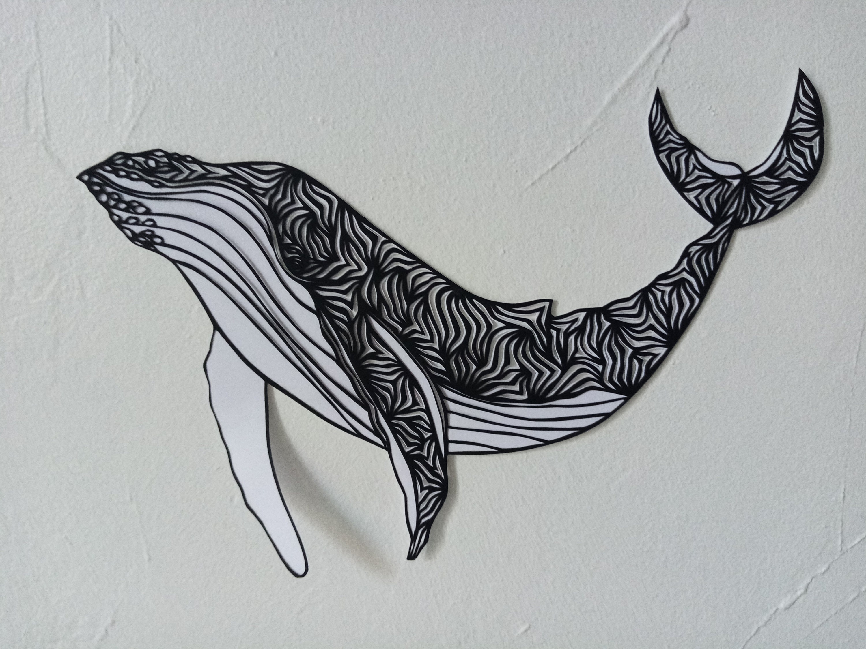 Humpback whale 24x30 cm paper cut paper cut paper art Etsy
