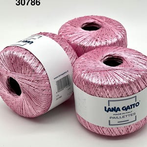 PAILLETTES Sequin Sparkling Knitting Italian Yarn by Lana Gatto, Italy, EXTRA FINE, 195m/25g 30786 CANDY PINK