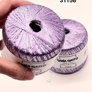 PAILLETTES Sequin Sparkling Knitting Italian Yarn by Lana Gatto, Italy, EXTRA FINE, 195m/25g 31158 LILAC