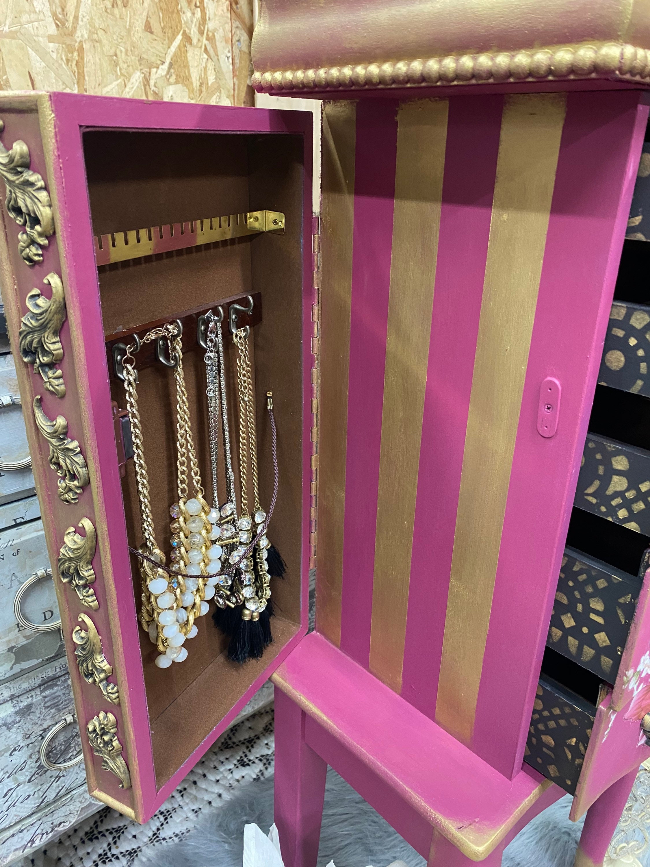 Plum/floral Jewelry Armoire Etsy