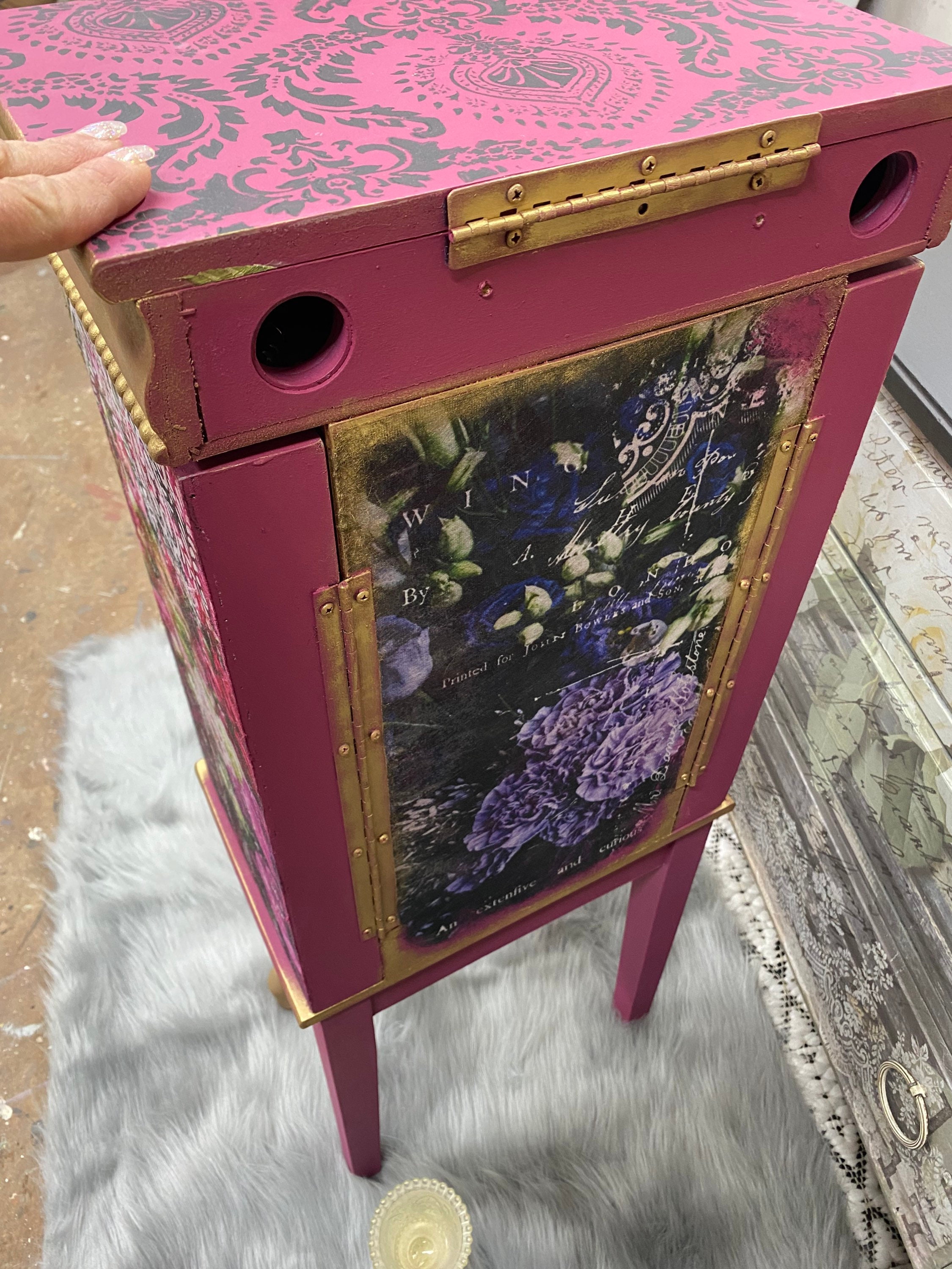 Plum/floral Jewelry Armoire Etsy