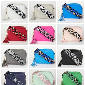 Sac à bandoulière à 2 bandoulières et pampille pour appareil photo, sac à bandoulière pour femme, différentes couleurs, motif léopard