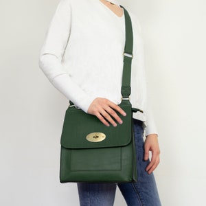 A Personalised Crossbody Messenger Bag for Woman, Vegan Handbag/ Shoulder/ Travel/ Designer bag Dark Green