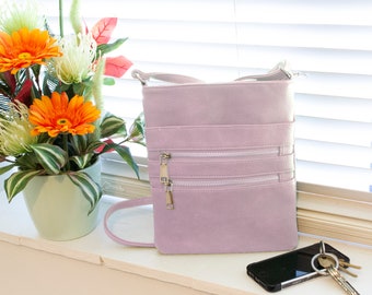 Medium Crossbody / Shoulder Bag for Women Faux Leather Light Pink