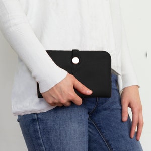 Conjunto multifuncional de monedero dentro de un monedero. Porta teléfono, porta pasaporte, monedero grande para dama, monedero, billetera para dama. Negro