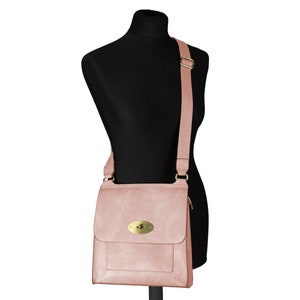 Umhängetasche, Messenger Bag, Vegan Handtasche/ Schulter/ Reise/ Designertasche Hellrosa