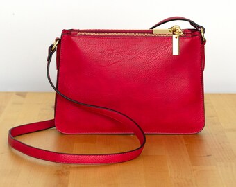 red leather crossbody purse