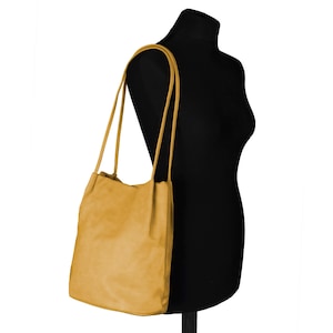 Tote Bag, Schultertasche weiche PU Leder Handtasche Große Kapazität Damen Schultertasche Mango Gelb