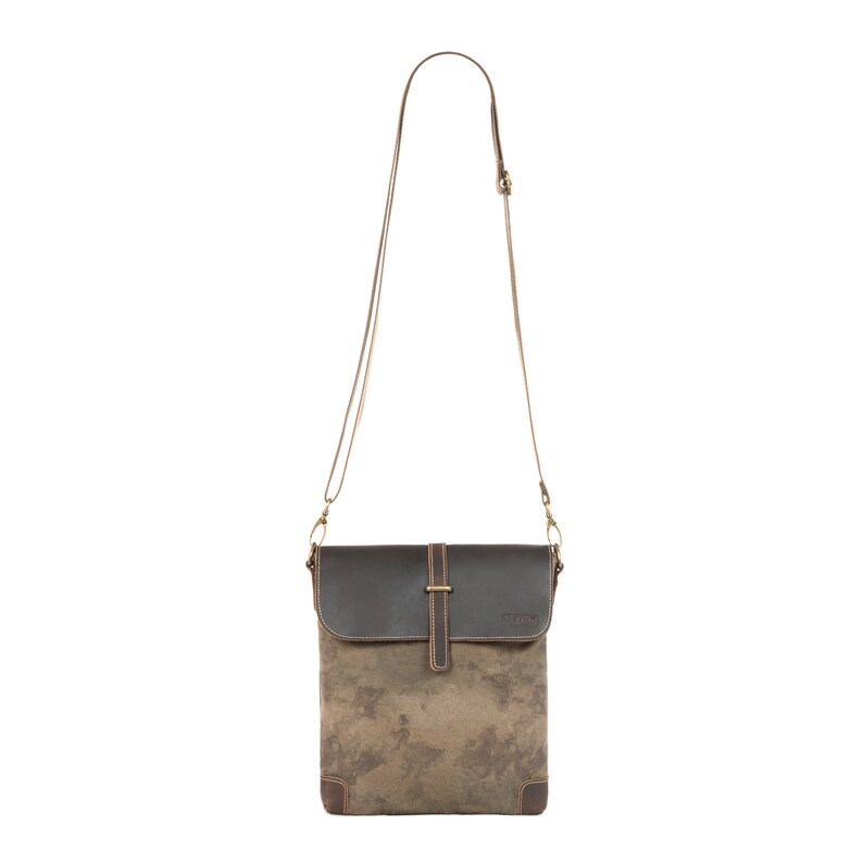Vintage Satchel Messenger Bag Genuine LeatherCanvas Cross Body Bag lightweight Ipad Bag
