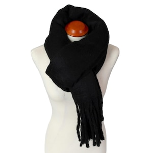 Winter Scarf, Soft and Thick Blanket Shawl, Warm Colourful Wrap, Unisex Gift for Her and Him Black