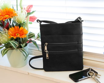 Medium Crossbody / Shoulder Bag for Women Faux Leather Black