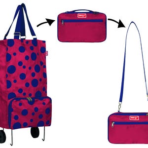 Sac à roulettes pliable - Sac à bandoulière multifonctionnel Rouge
