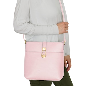 Sac bandoulière/épaule léger en similicuir pour femme rose clair