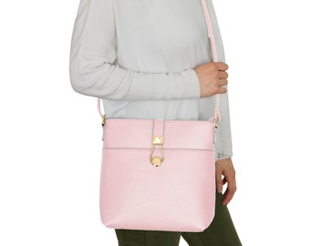 Sac bandoulière/épaule léger en similicuir pour femme à personnaliser rose clair