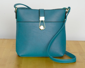 Lightweight Faux Leather Crossbody / Shoulder Bag for Women Turquoise