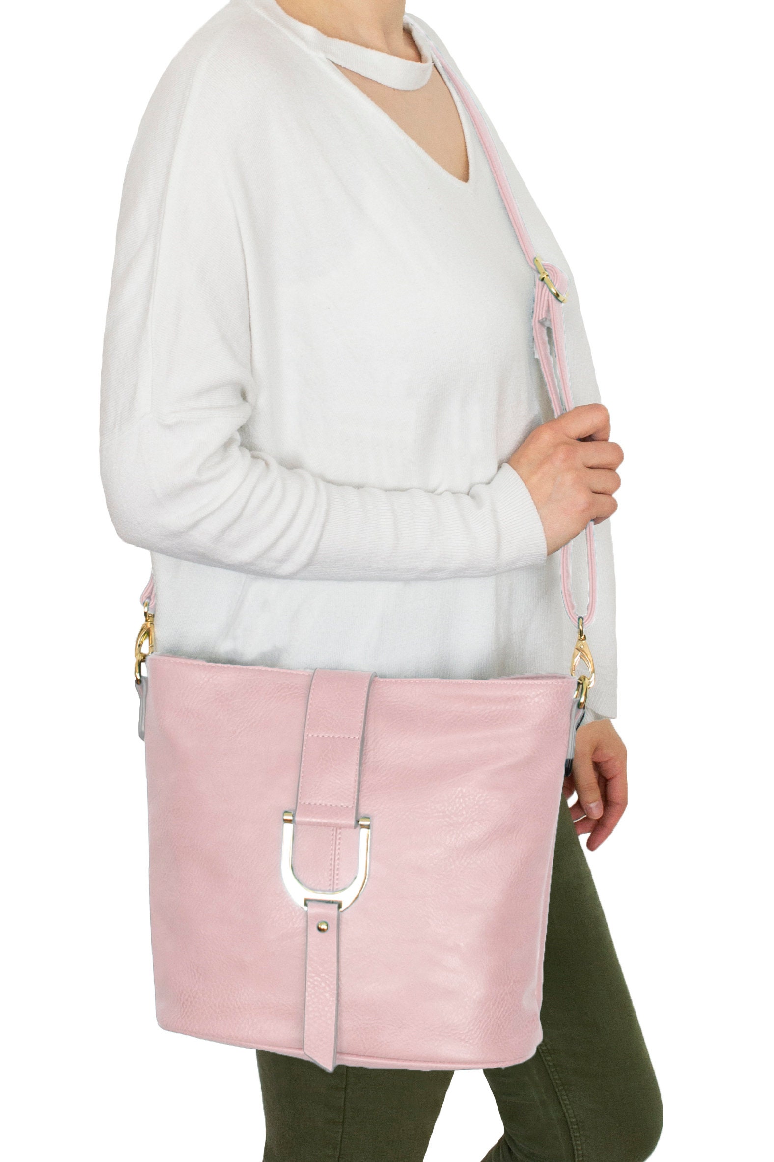 Sac à Main Bandoulière Rose Similicuir - Chaîne Dorée - Taille Moyenne - Neuf Sans étiquette