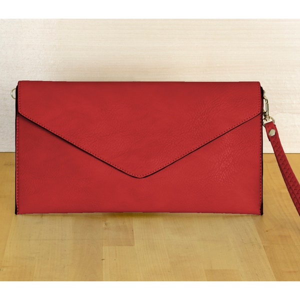Personalised Clutch Bag / Crossbody / Shoulder Bag Faux Leather for Women Red