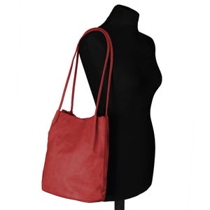 Tote für Frau, Klassische Schultertasche, Vegan PU leder Handtasche Rot