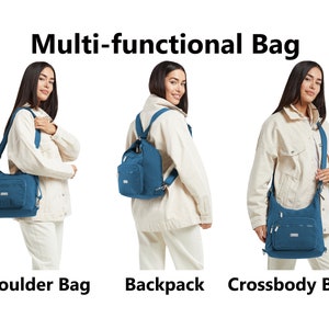 Rucksack - Schultertasche - Cross-Body Bag all in 1, Nylon Multifunktions-Rucksack, leichte Handtasche, Petrol Blau