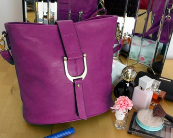 Classic Faux Leather Crossbody / Shoulder Bag Personalised for Ladies Purple