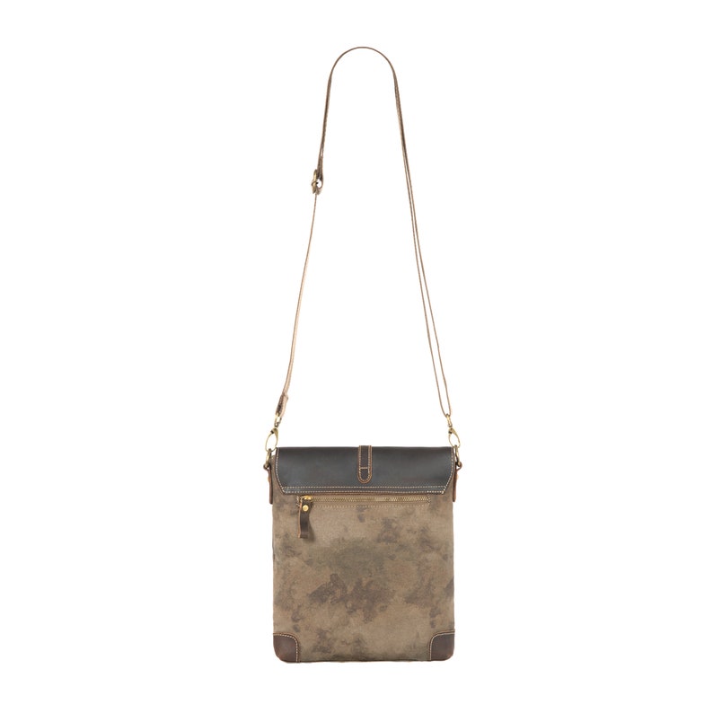Vintage Satchel Messenger Bag Genuine LeatherCanvas Cross Body Bag lightweight Ipad Bag