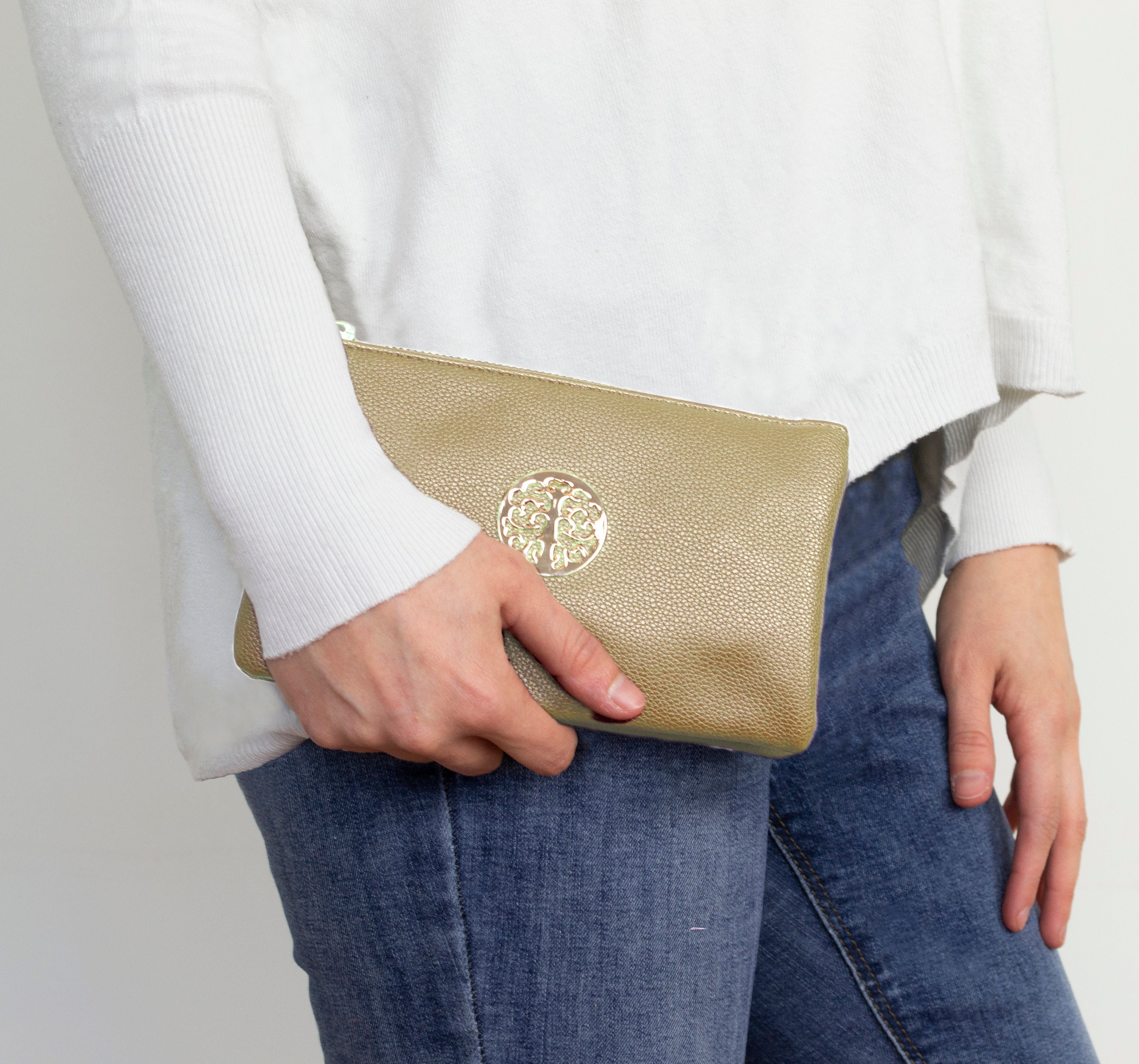 Faux Leather Clutch Bag for Women Crossbody/shoulder Bag Gold -  Canada