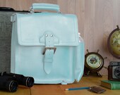 Personalised, 2in1 Leather Backpack Satchel Messenger Bag Men 39 s Women 39 s Crossbody Bag 12 quot Laptop Messenger Shoulder Bag, Hawley, Baby Blue