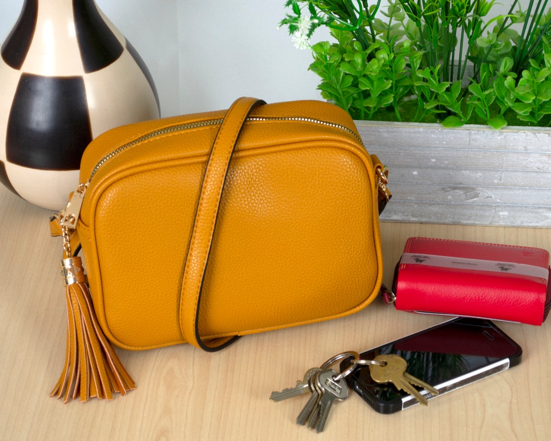 Tassel Crossbody Bag/camera Bag Shoulder Bag for Ladies Faux Leather Mango Yellow Etsy