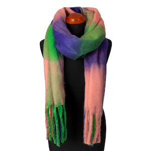 Winter Scarf, Soft and Thick Blanket Shawl, Warm Colourful Wrap, Unisex Gift for Her and Him Style-12