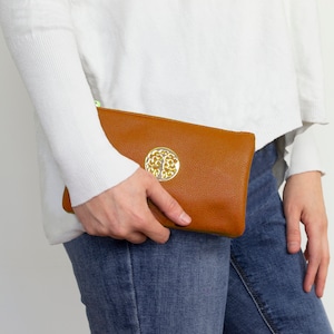 Bolso de mano de piel sintética para mujer, tipo bandolera o de hombro, color naranja