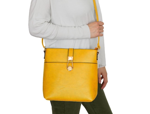 Lightweight Faux Leather Crossbody Shoulder Bag for Women Personalised Mango yellow Etsy Ireland