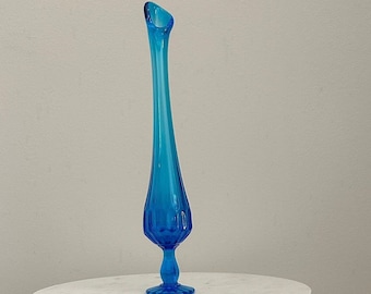 Jarrón colgante Fenton azul vintage con huella dactilar, estilo colonial