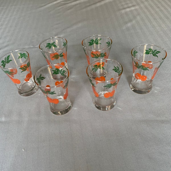 6 Anchor Hocking Vintage Juice Glasses -Very Retro!
