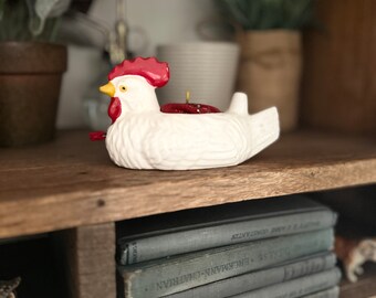 Unique 1950s Hen Pin Cushion with an Attached Retractable Tape Measure