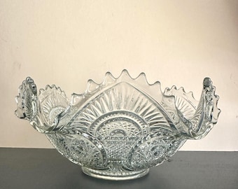 Antique EAPG Pressed Glass Ruffled Clear Imperial Glass Early 1900s