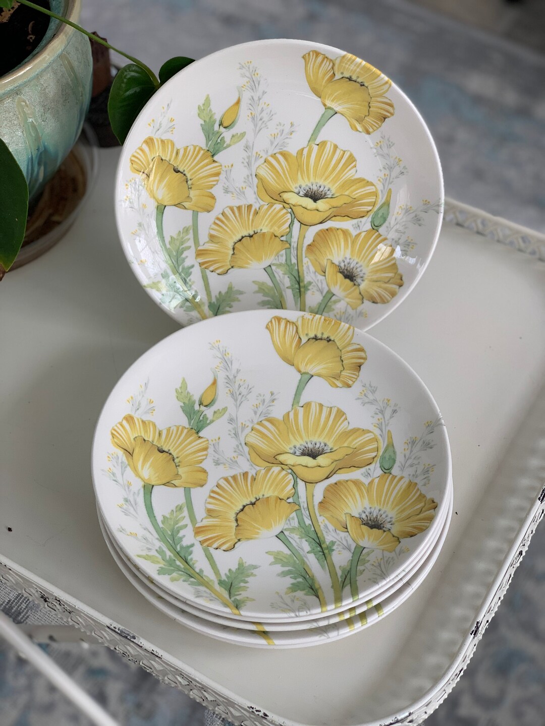 6 Retro Noritake Buttercup Sandwich Plates Etsy
