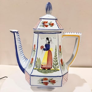 Caffettiera Quimper dipinta a mano