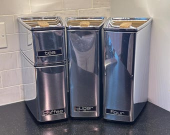 Vintage Mid Century Lincoln BeautyWare 4 Piece Chrome Canister Set
