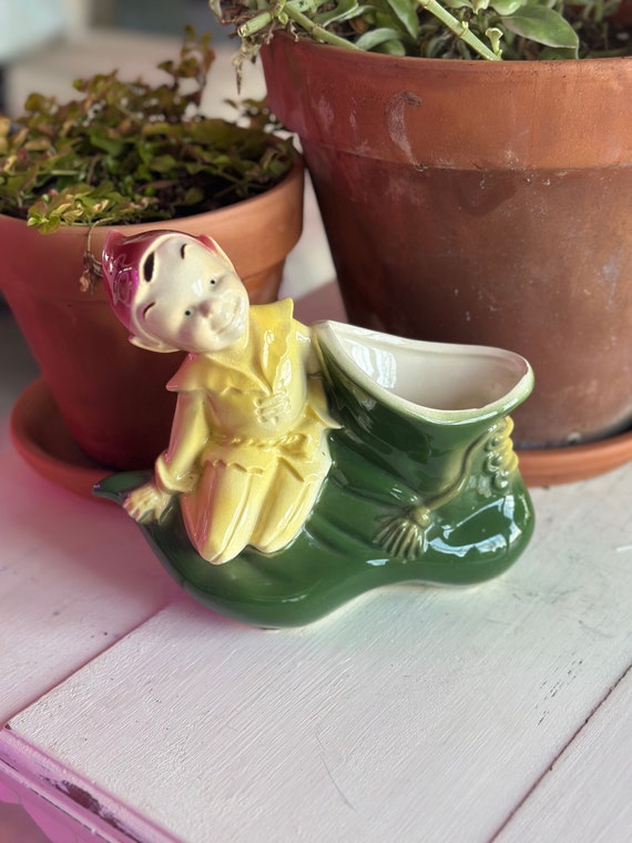 1950年代ビンテージ物 妖精エルフのクリスマス置物プランター 1950年代ビンテージ物 妖精エルフのクリスマス置物プランター