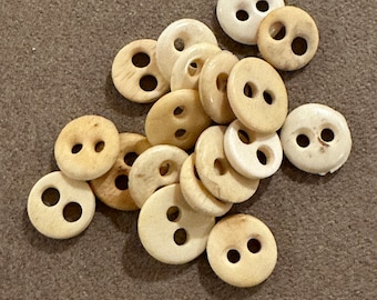 18 Antique Two Hole Buttons Hand Made