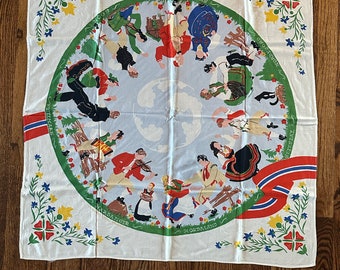 1950s Retro Norwegian Souvenir Head Scarf