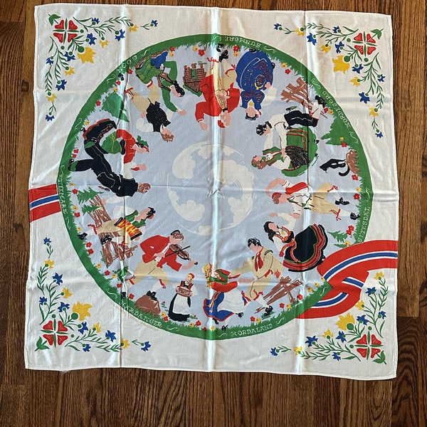 1950s Retro Norwegian Souvenir Head Scarf