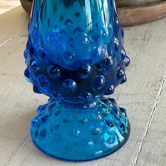1970s Blue Fenton Glass Hobnail Swung Glass Vase - Etsy