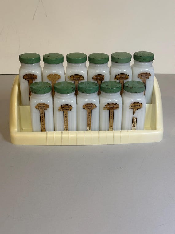 ミルクグラス ヴィンテージ グリフィス スパイスボトル ラックセット