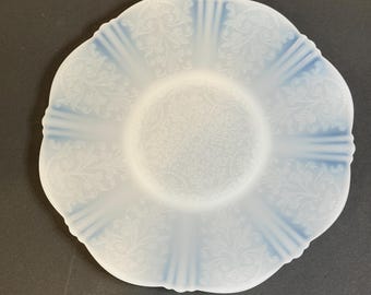 Vintage Macbeth-evans White Opalescent Depression Glass Chop Plate