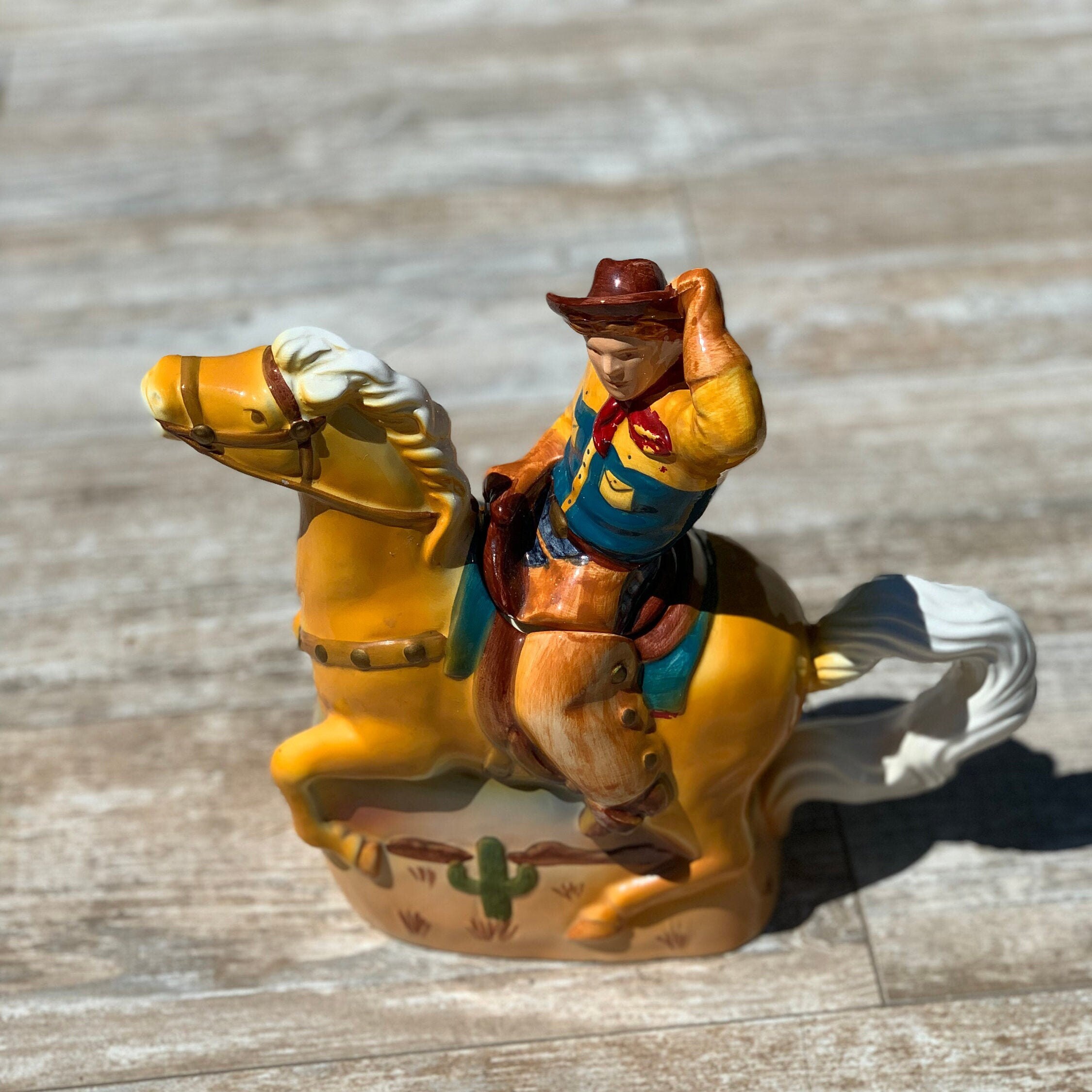 1993 Vintage Horse and Cowboy Teapot by Clay Art Studios | Etsy